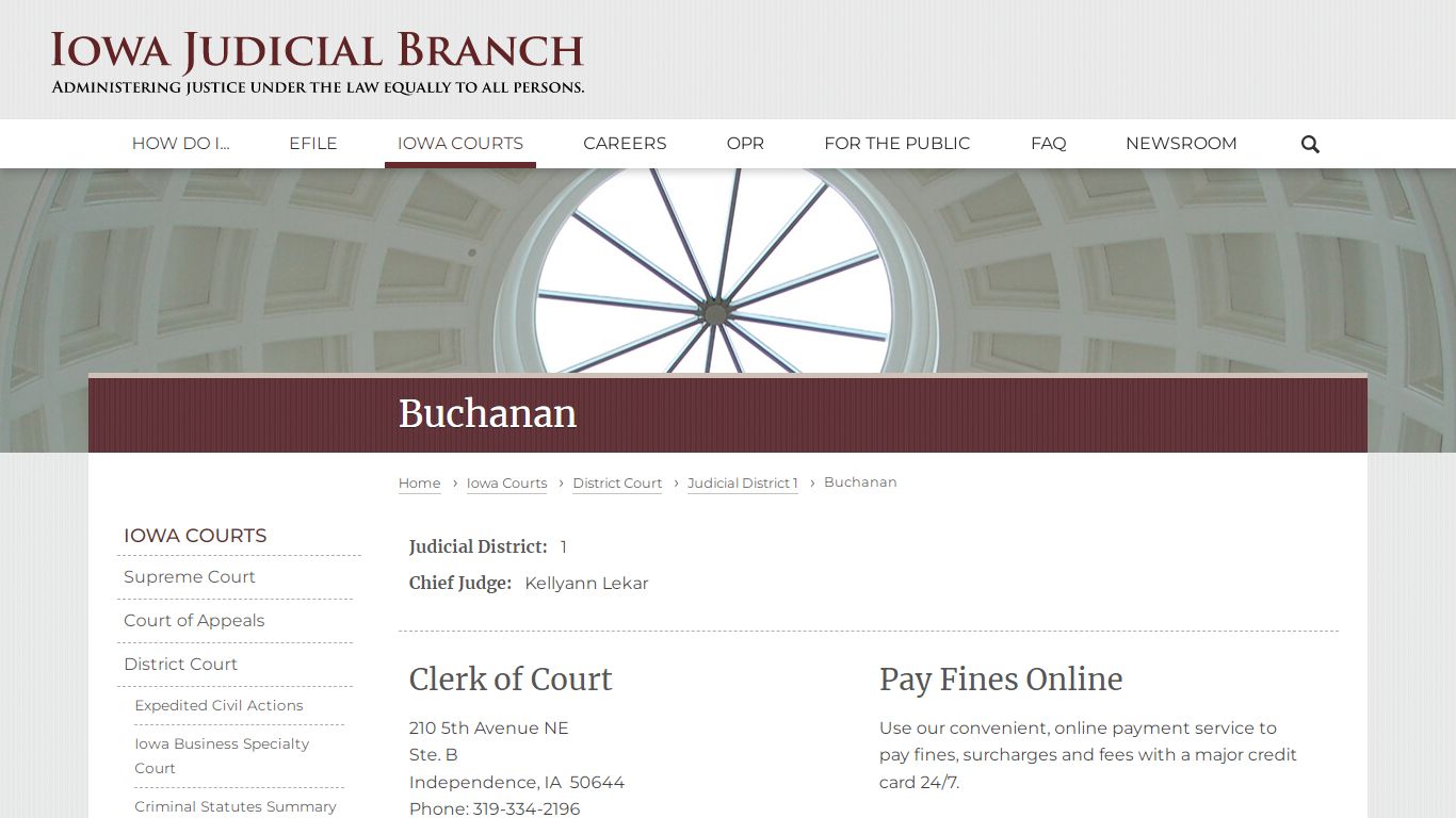 Buchanan | Judicial District 1 | Iowa Judicial Branch