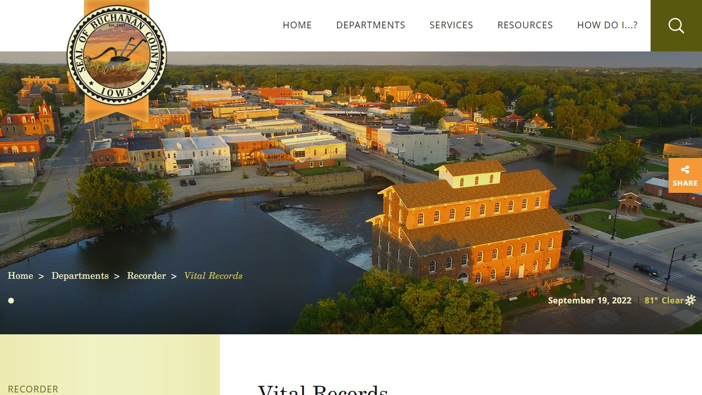 Buchanan County Recorder Vital Records - Iowa